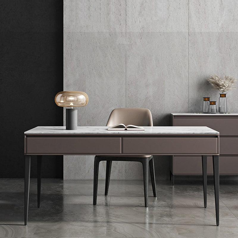 Caltanissett White and Grey Slate Desk 55.12"D