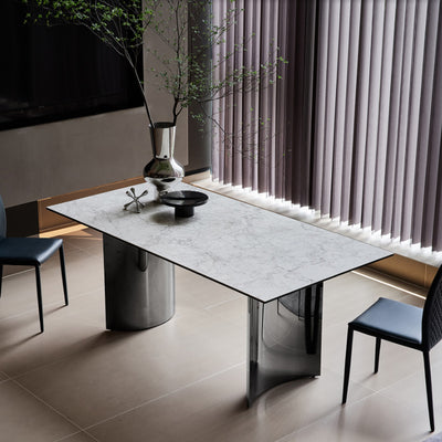 Cervia White Slate Dining Table 70.87"D