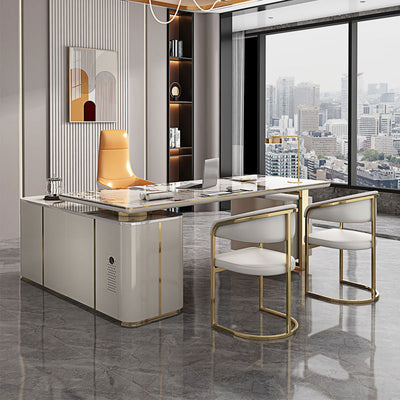 Ivrea White Slate Desk 78.74"D