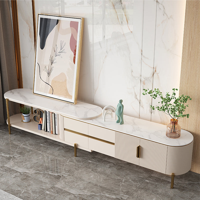 Battipaglia White Slate TV Stand 70.86"D-110.23"D