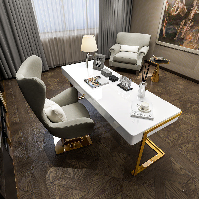 Gela White and Gold MDF Desk 47.24"D
