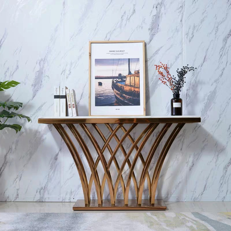 Iglesias White and Gold Slate Console Table 47.24"D