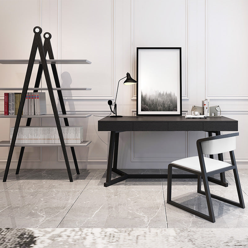 Viareggio Black Solid Wood Desk 47.24"D