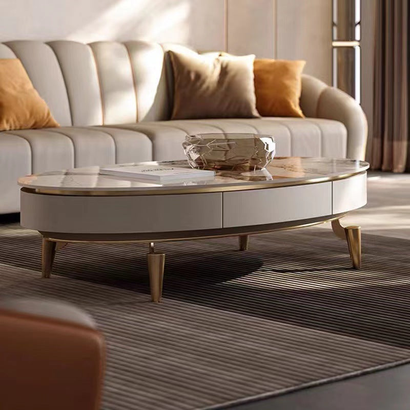 Liguria Modern White Slate Coffee Table 51.18"D