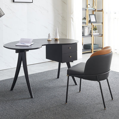 Viareggio Black Solid Wood Desk 47.24"D