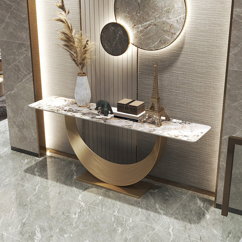Iglesias White and Gold Slate Console Table 47.24"D