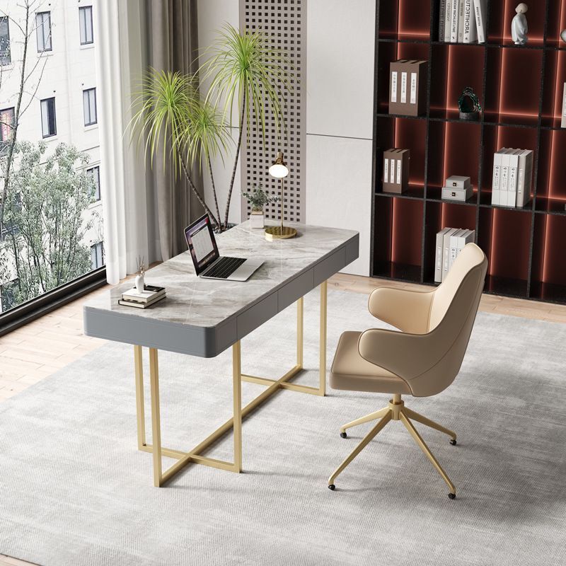 Gela Grey and Black Slate Desk 47.24"D