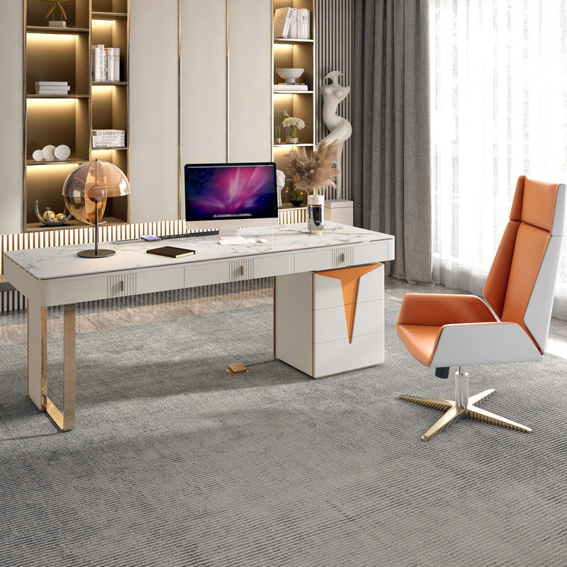 Cefalu White Slate Desk 55.12"D