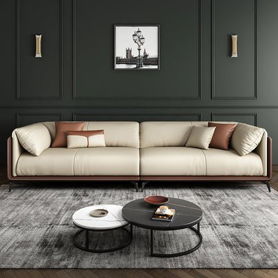 Barletta Beige Microfiber Leather Sofa 71.26"D