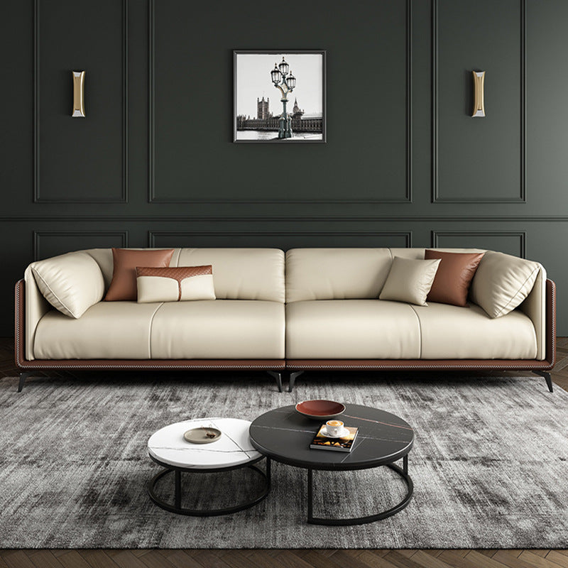 Barletta Beige Microfiber Leather Sofa 71.26"D