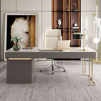 Cefalu White Slate Desk 55.12"D