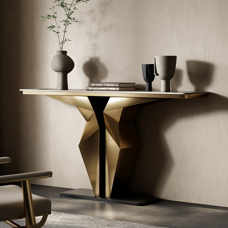 Iglesias White and Gold Slate Console Table 47.24"D