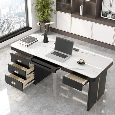 Itri Black and White Slate Desk 55.12"D