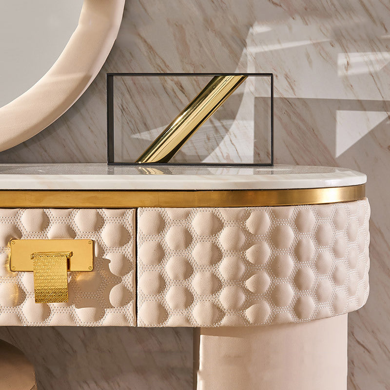 Crema Beige Marble Makeup Vanity 51.18"D+15.74"D