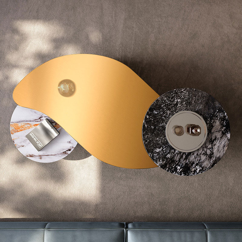 Schio White and Gold Solid Wood Coffee Table 70.87"D