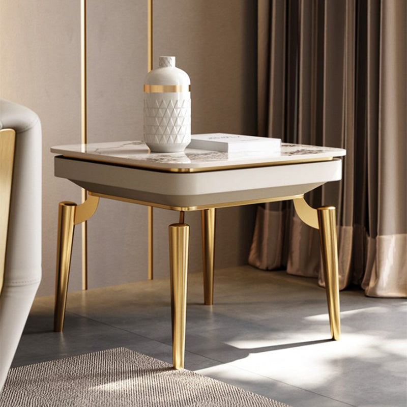 Liguria White Slate Side Table 23.62"D