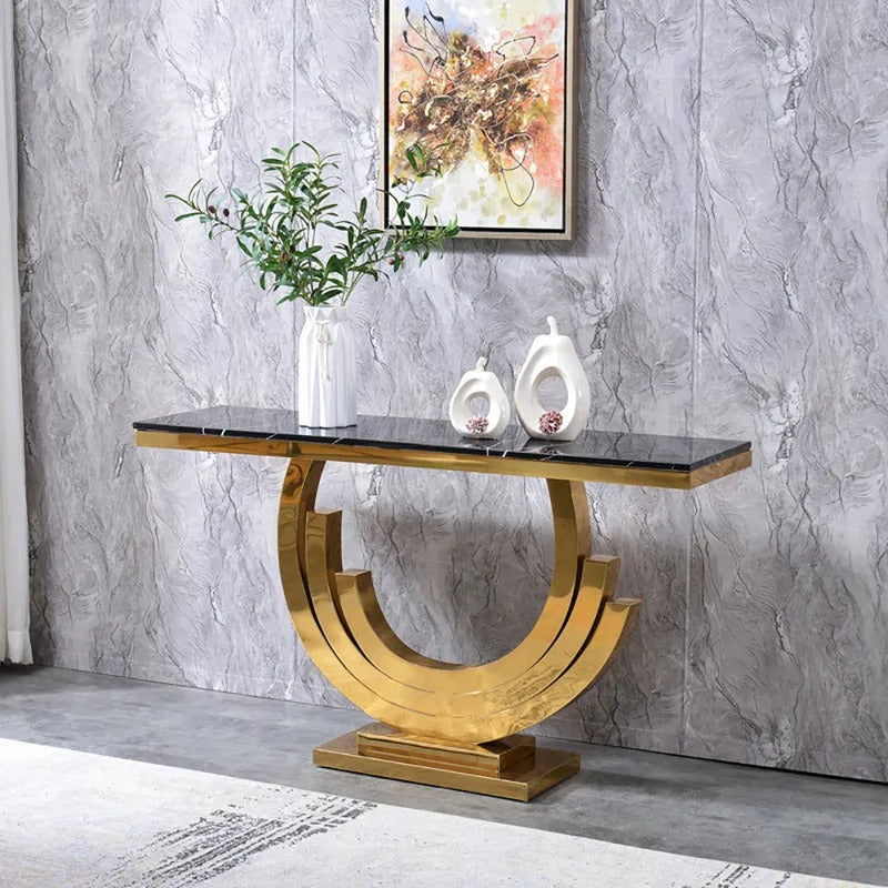  Sarcedo Black Marble Console Table 47.24"D