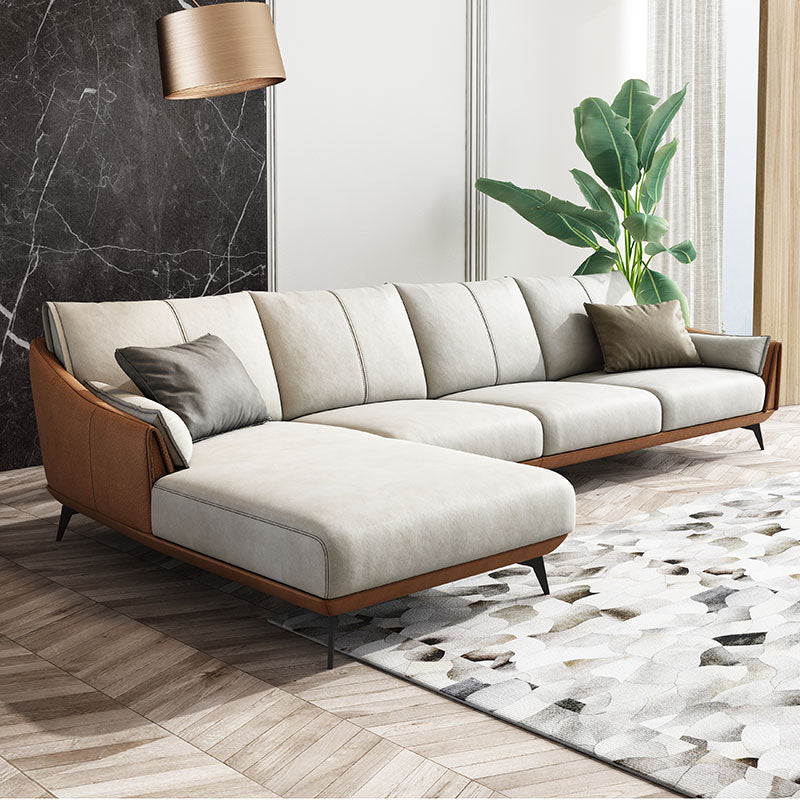 Saronno Beige and Orange Technology Cloth Sectional 94.5"D+ 66.9"D