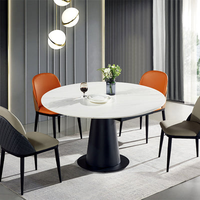 Dueville White+Black Slate Dining Table 53.14"D