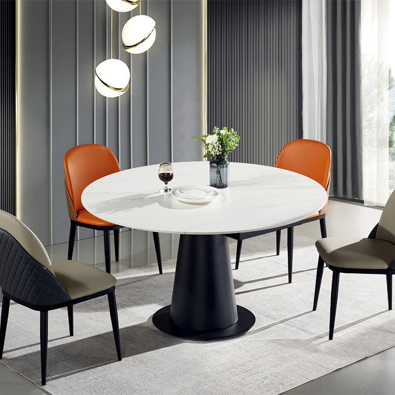 Dueville White+Black Slate Dining Table 53.14"D