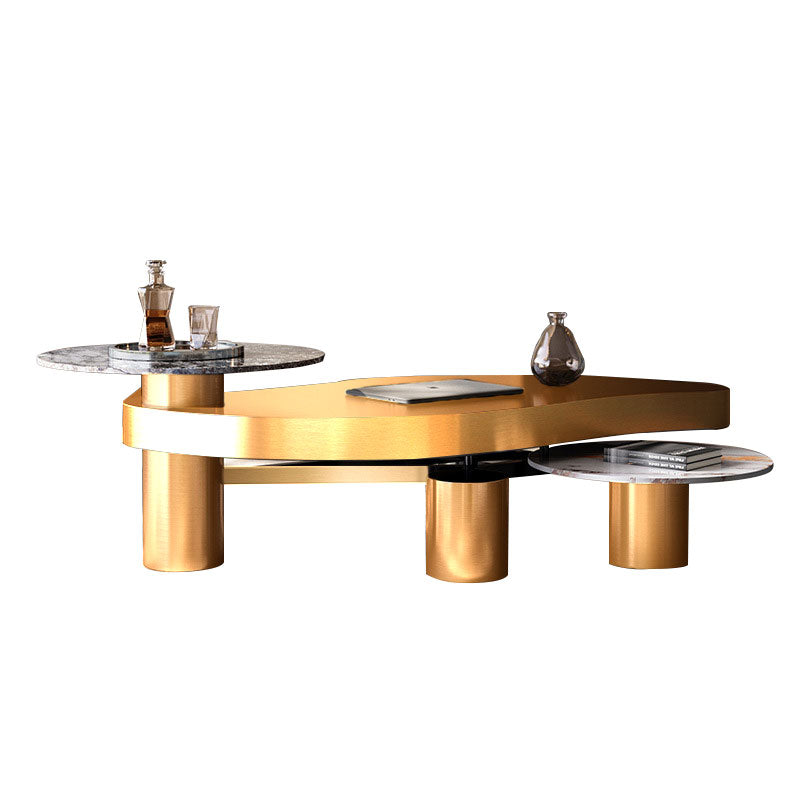 Schio White and Gold Solid Wood Coffee Table 70.87"D