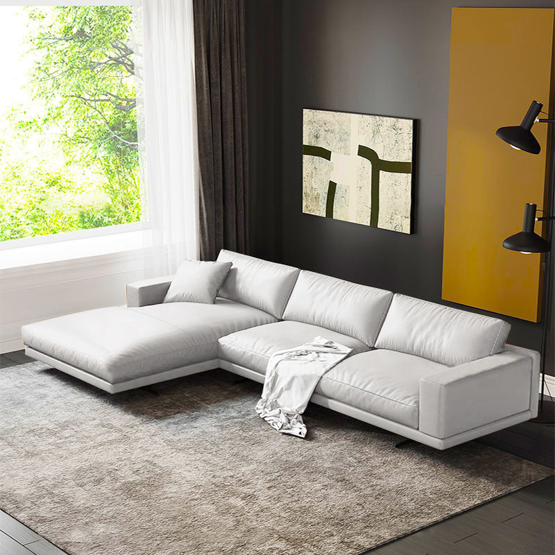 Rovigo Khaki Leather Sofa 118.11"D (Left Lounge)