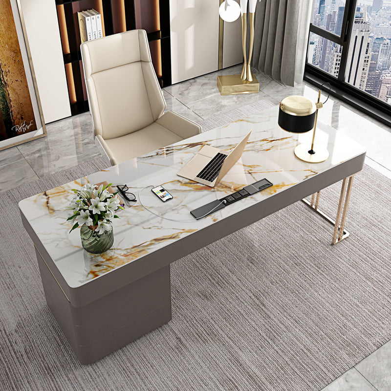 Cefalu White Slate Desk 55.12"D