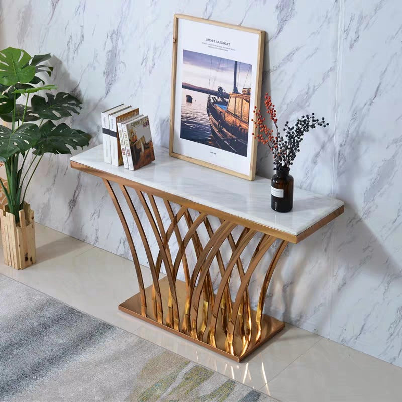 Iglesias White and Gold Slate Console Table 47.24"D