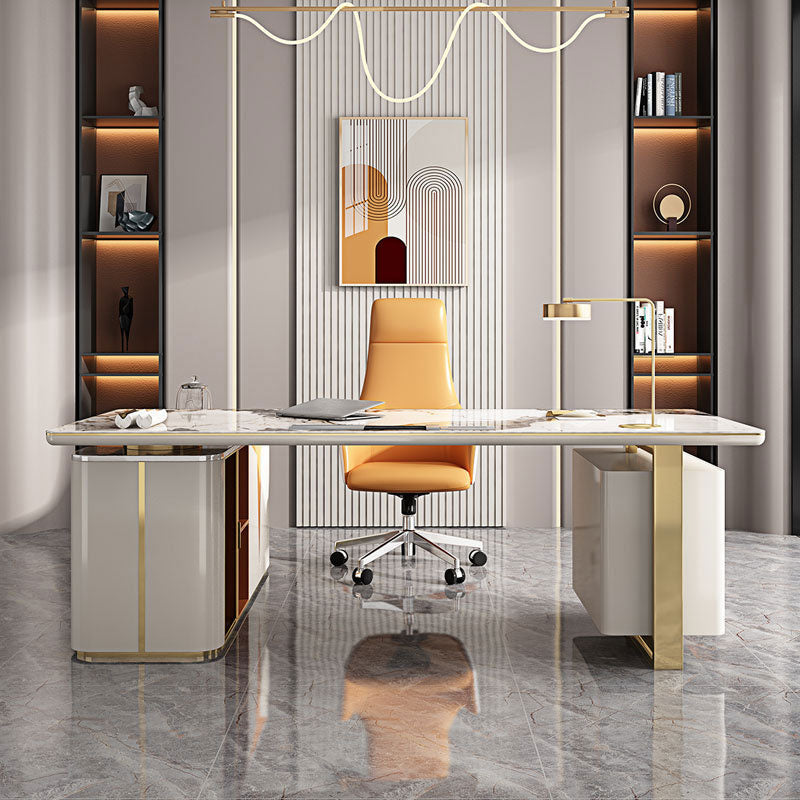 Ivrea White Slate Desk 78.74"D
