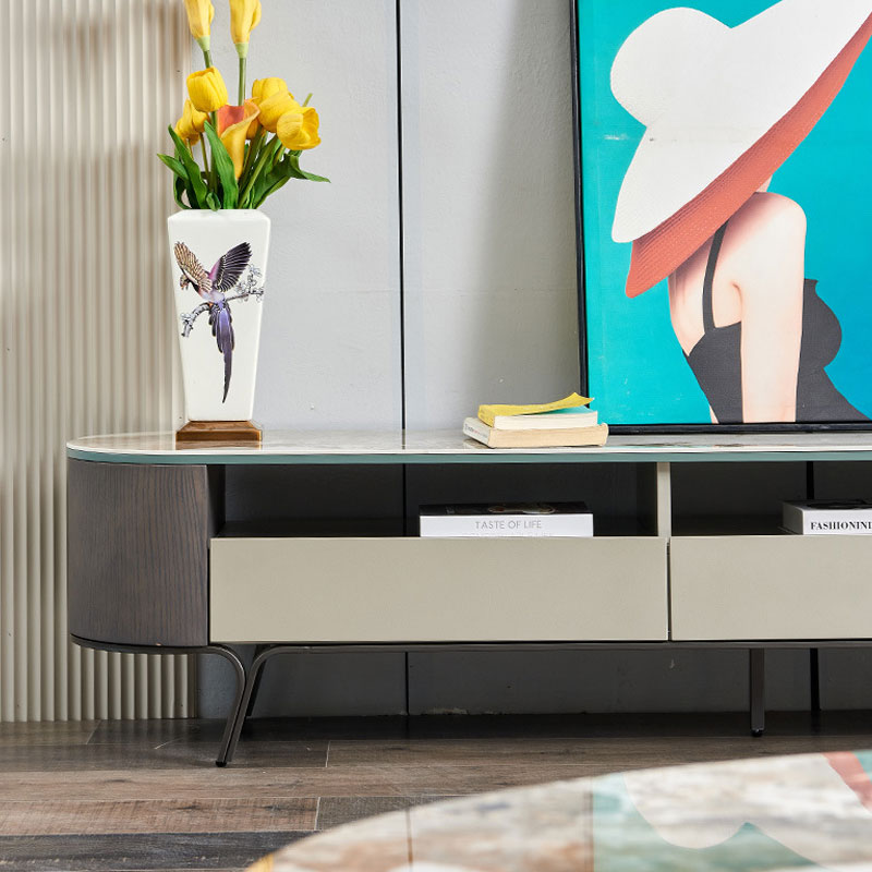 Saronno Grey and Light Khaki Slate TV Stand 78.74"D 
