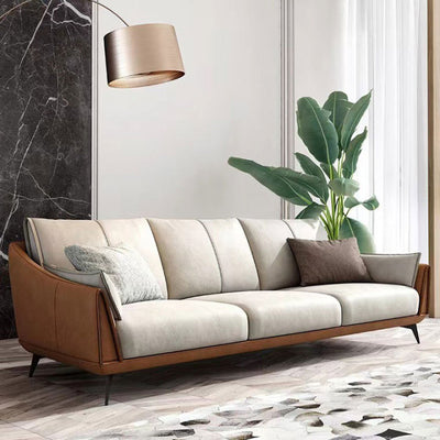 Saronno Beige and Orange Technology Cloth Sectional 94.5"D+ 66.9"D