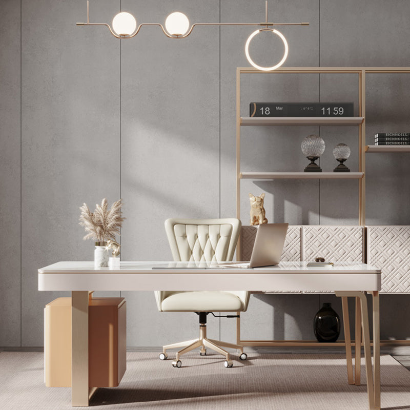 Cefalu White Slate Desk 55.12"D