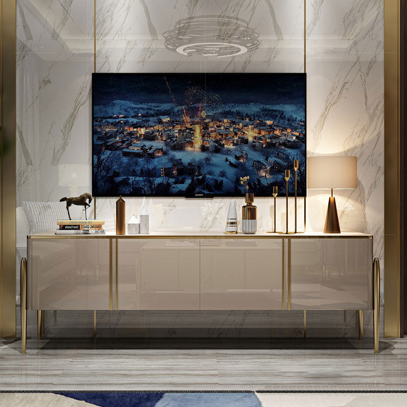 Saronno Champagne Tempered Glass TV Stand 82.68"D