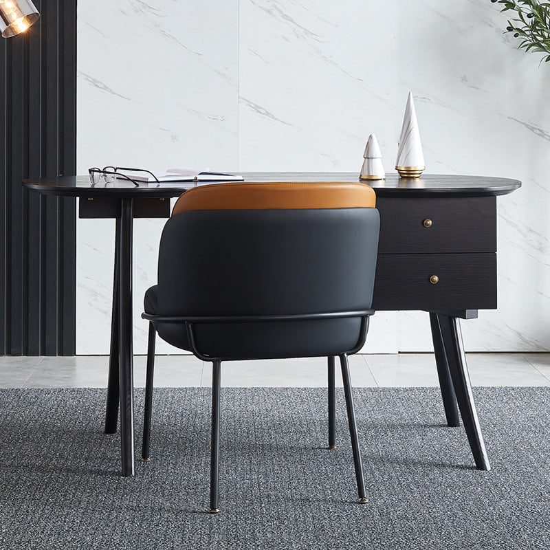 Viareggio Black Solid Wood Desk 47.24"D