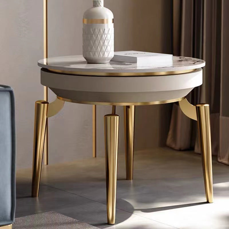 Liguria White Slate Side Table 23.62"D