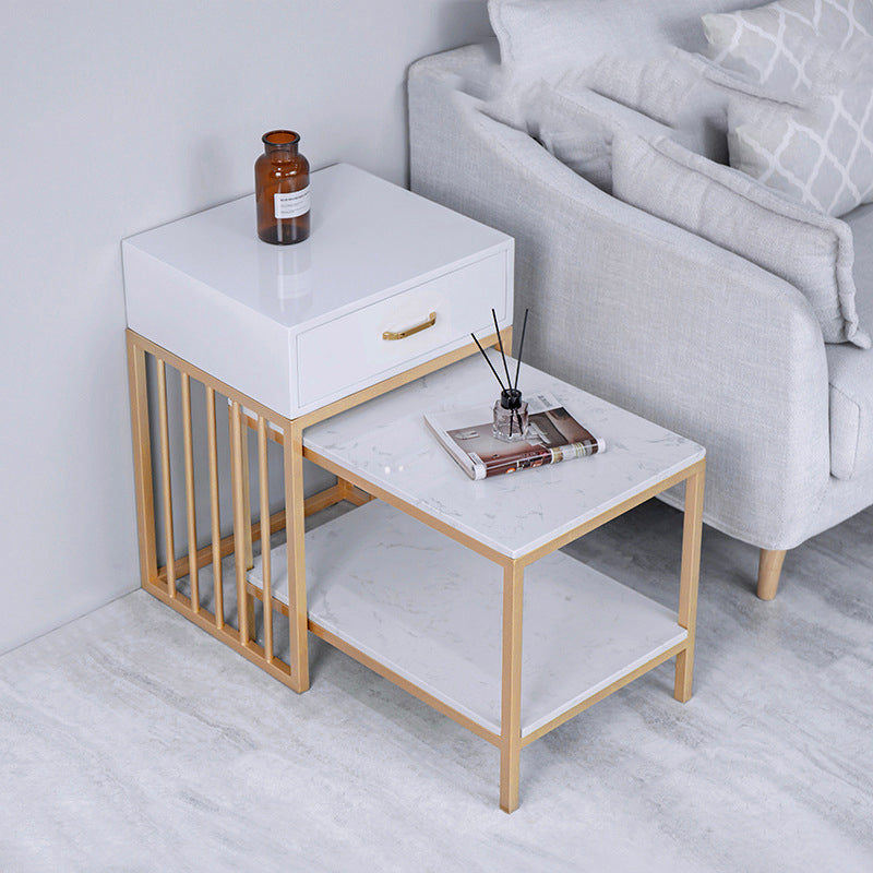 Altamura White Marble Side Tables 15.74"D+23.62"D