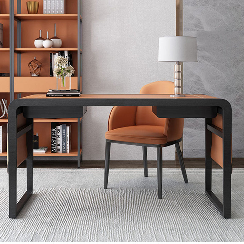 Vicenza Orange  Saddle Leather Desk 55.12"D
