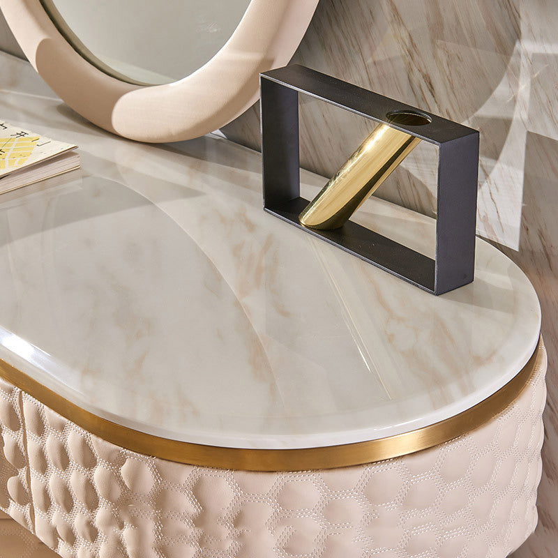Crema Beige Marble Makeup Vanity 51.18"D+15.74"D