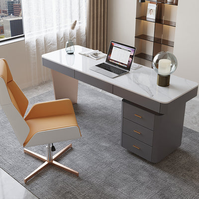 Caltanissett White and Grey Slate Desk 55.12"D