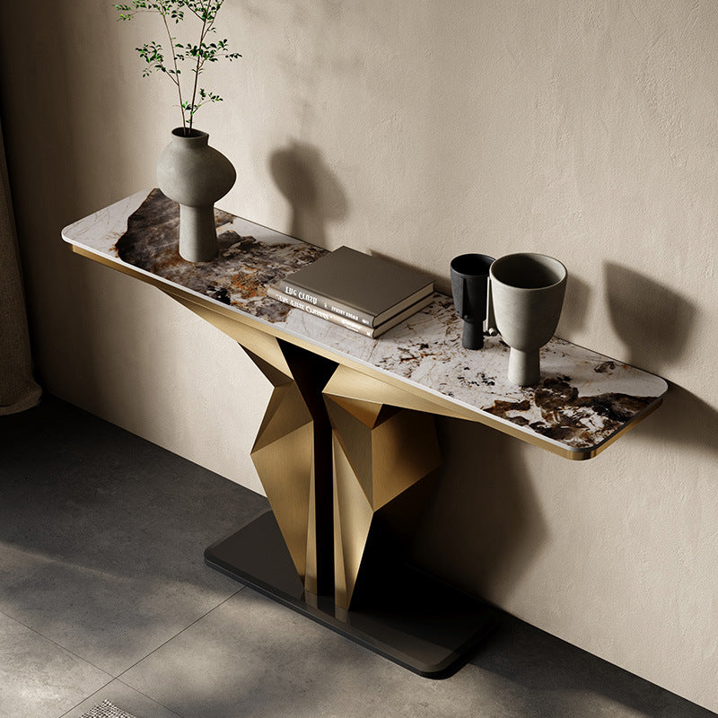 Iglesias White and Gold Slate Console Table 47.24"D