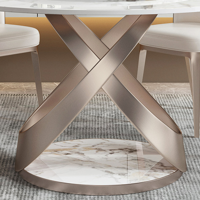 Liguria White Slate Round Dining Table 53.15"D