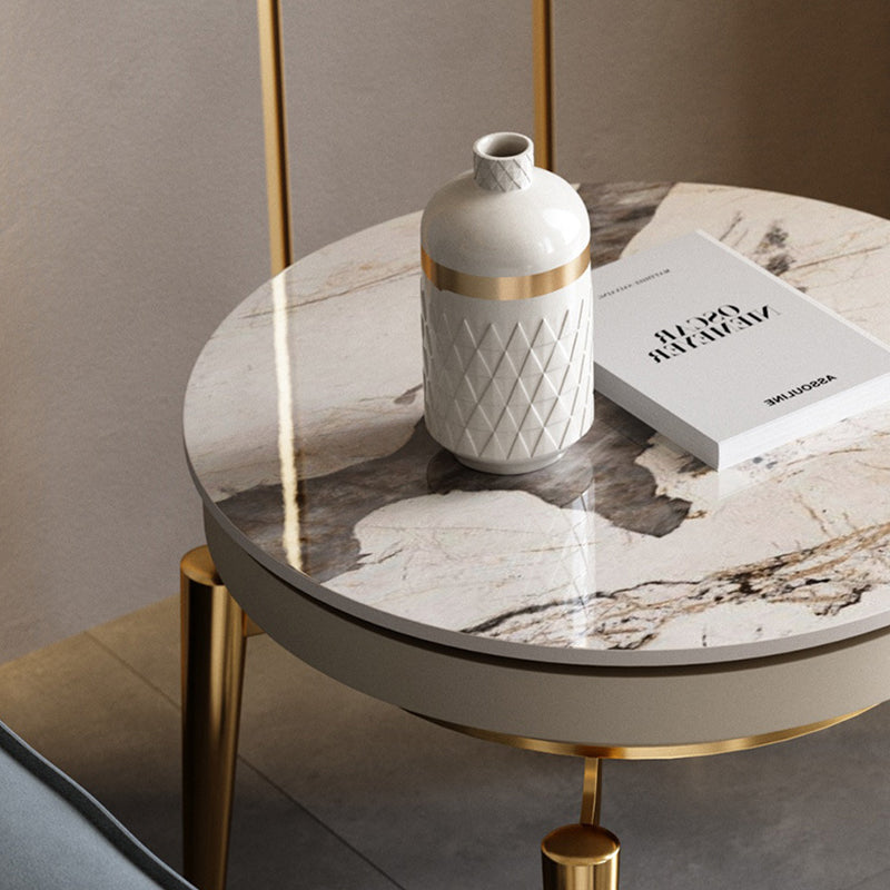 Liguria White Slate Side Table 23.62"D