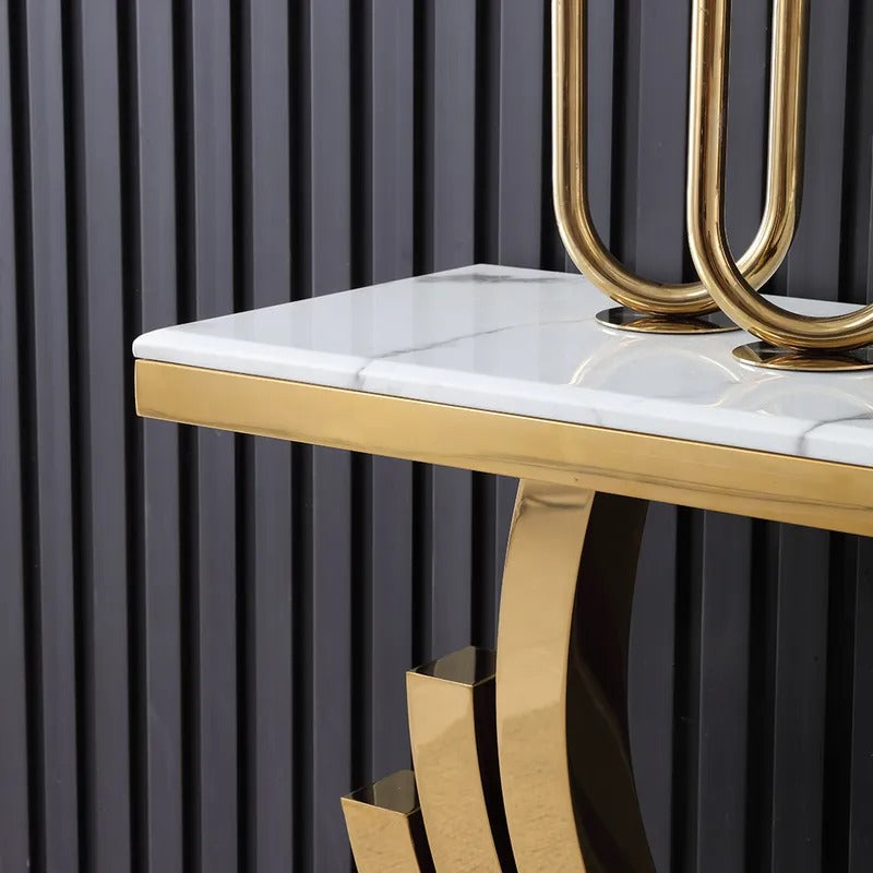  Sarcedo Black Marble Console Table 47.24"D