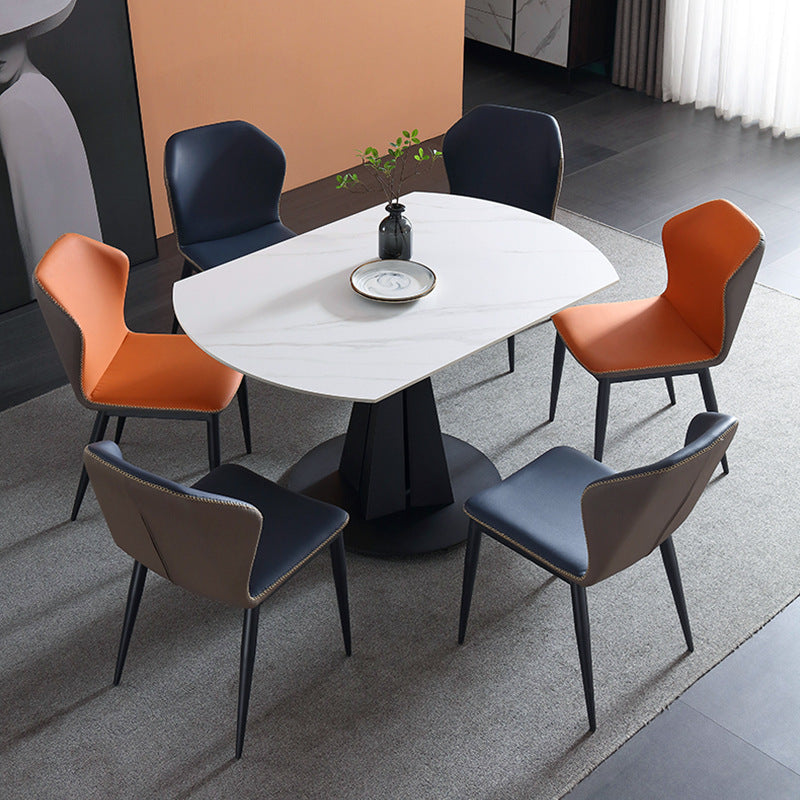 Dueville White+Black Slate Dining Table 53.14"D