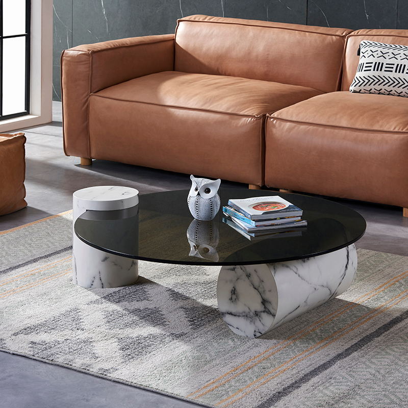 Elba White Tempered Glass Coffe Table 39.37"D