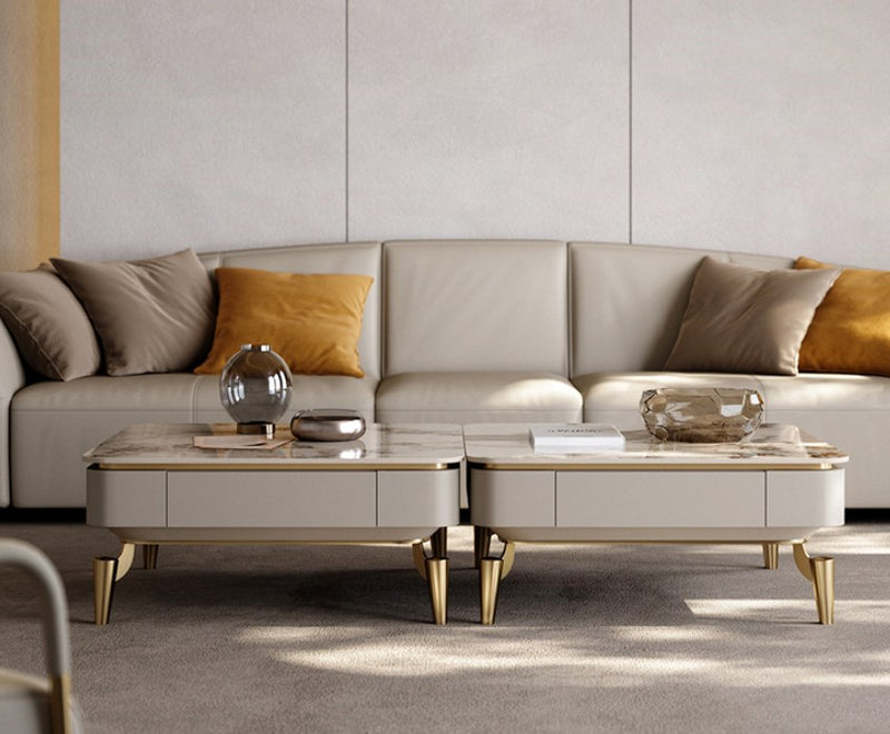 Liguria White Slate Coffee Table 43.31"D