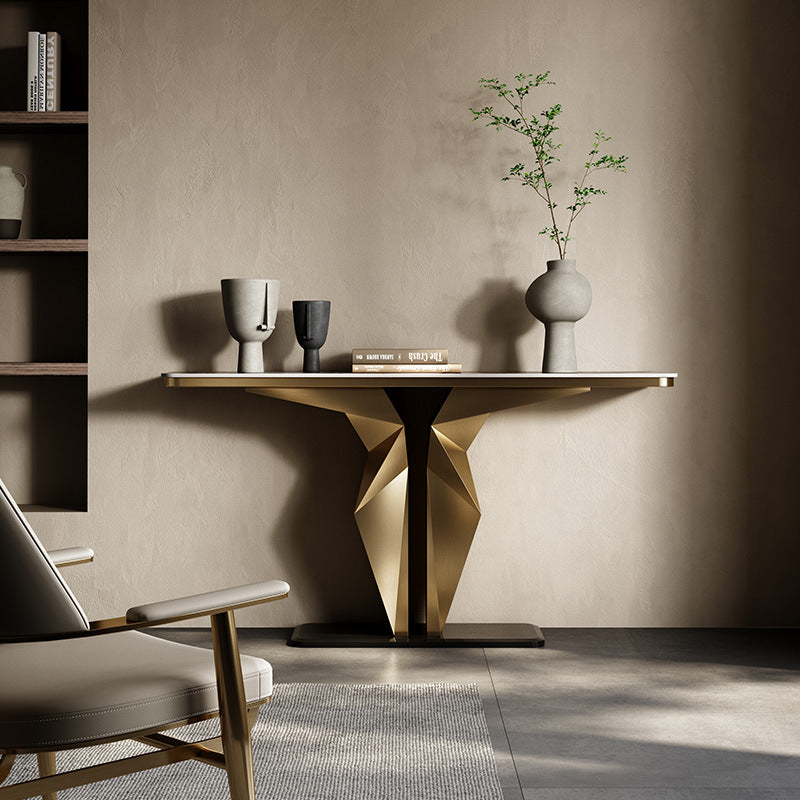 Iglesias White and Gold Slate Console Table 47.24"D
