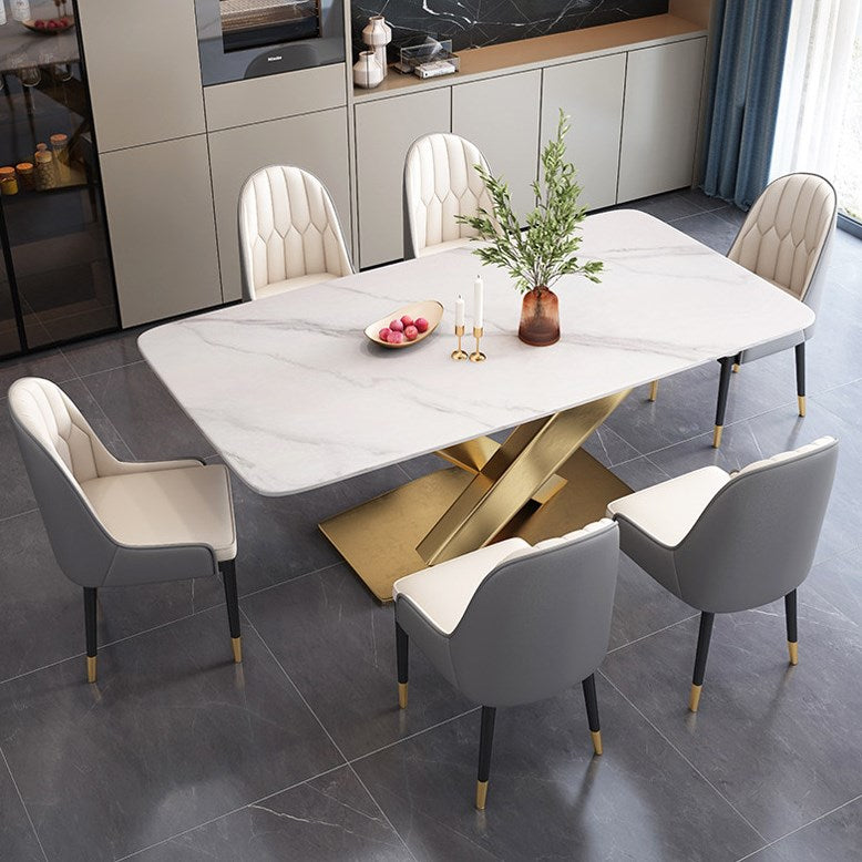 Liguria White Slate Dining Table 62.99"D