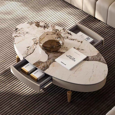 Liguria Modern White Slate Coffee Table 51.18"D