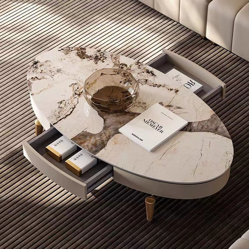 Liguria Modern White Slate Coffee Table 51.18"D